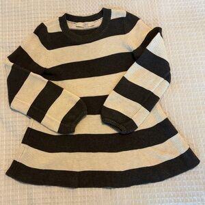 LOFT Gray and Cream Knit Sweater